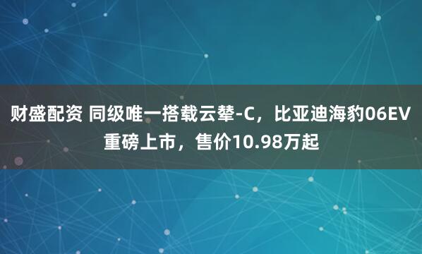财盛配资 同级唯一搭载云辇-C，比亚迪海豹06EV重磅上市，售价10.98万起