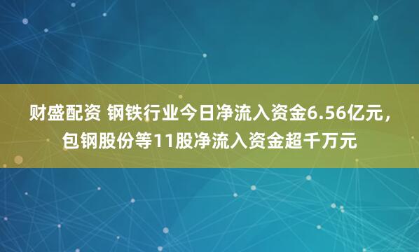 财盛配资 钢铁行业今日净流入资金6.56亿元，包钢股份等11股净流入资金超千万元
