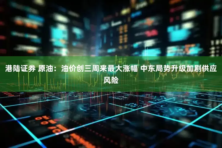 港陆证券 原油：油价创三周来最大涨幅 中东局势升级加剧供应风险